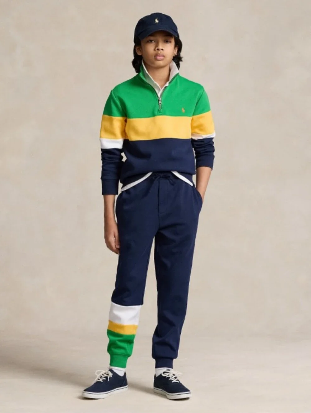 Polo Ralph Lauren Double-Knit Quarter-Zip Sweatshirt And Jogger Set Size Large L